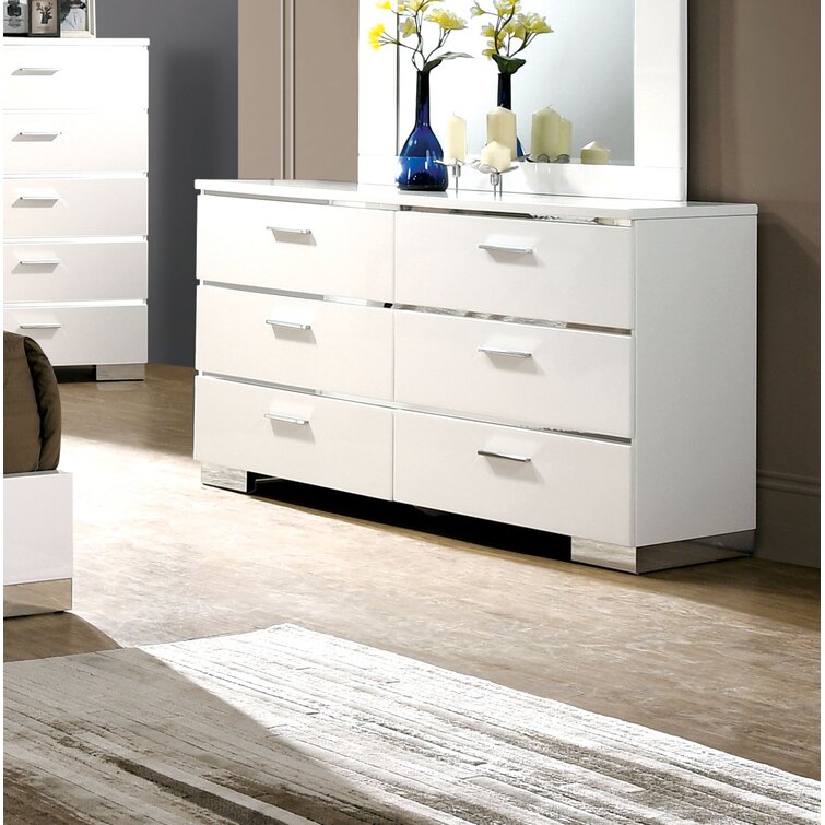 White and store chrome dresser